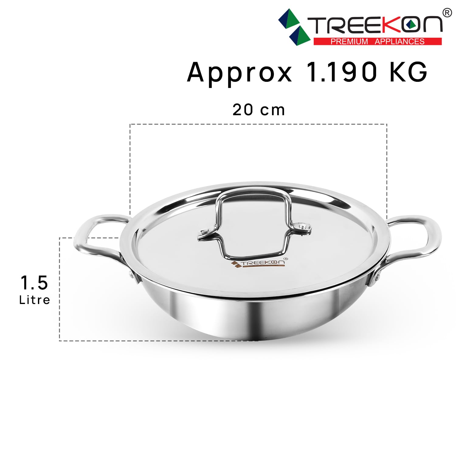 Triply Stainless Steel 20 CM | Non-Stick Deep Kadai 1.5 Litre | Kadhai with Glass Lid | Kadai for Cooking & Frying — Amazon image 5
