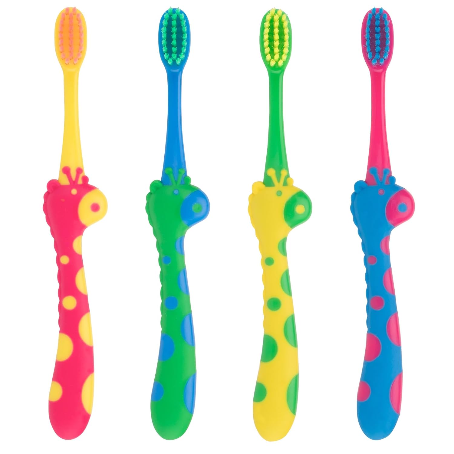 Practicon SmileGoods Y254 Giraffe Child Toothbrush, Extra Soft, Individually Packaged Toothbrushes, Assorted Colors, Bulk Pack of 72