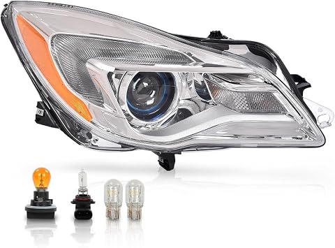 G-PLUS Halogen Headlight Right Side w/LED DRL & Turn Signal Light Compatible with Buick Regal 2014 2015 2016 2017 GM2503413, 13409903 Bumper Headlamps,faros delanteros