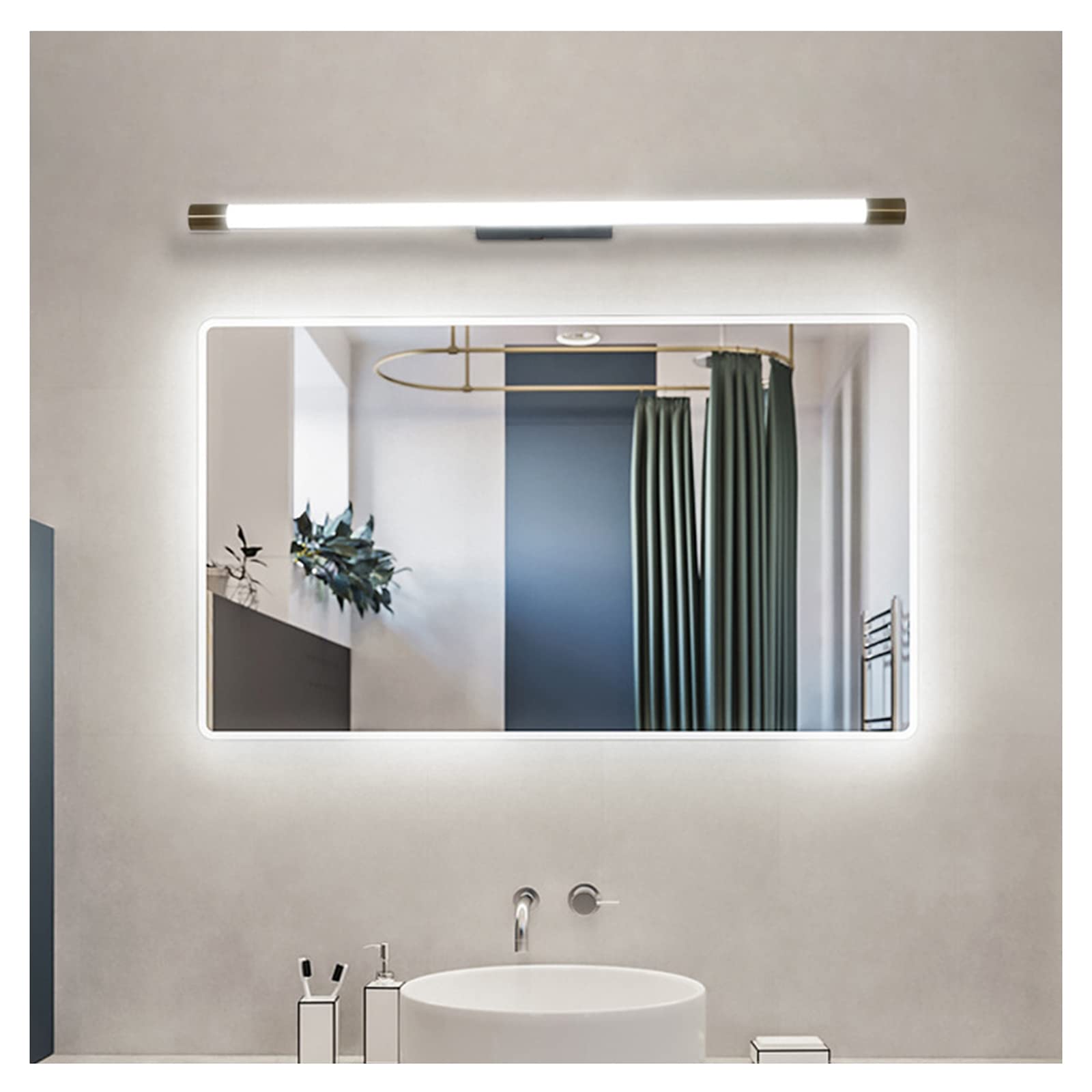 Bath Mirror Lamps Creative 41/61/91cm Mirror Front Light Nordic Modern Hotel Bedroom Corridor Dressing Table Makeup Decoration Led Lights Vanity Lighting(91CM, Neutral Light)