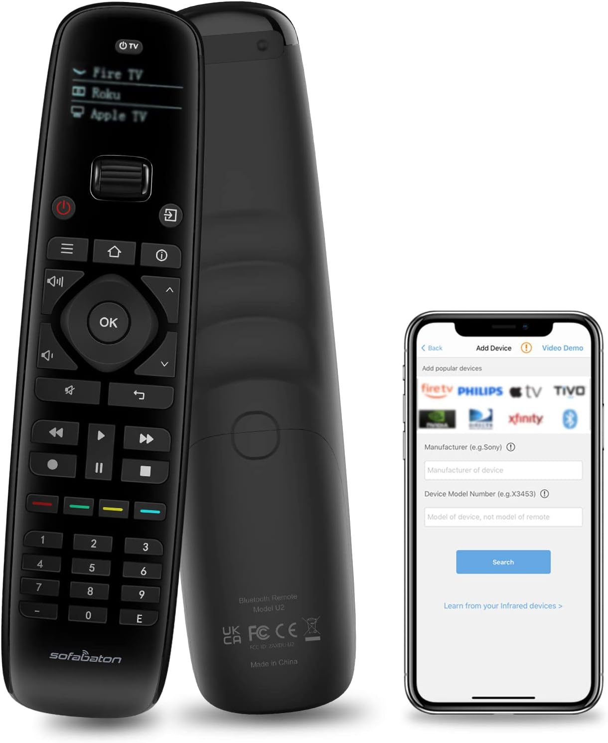 U2 Universal Remote with Customizable APP, All-in-one Smart Remote Control, Compatible with TV/Soundbar/Streaming Players and More