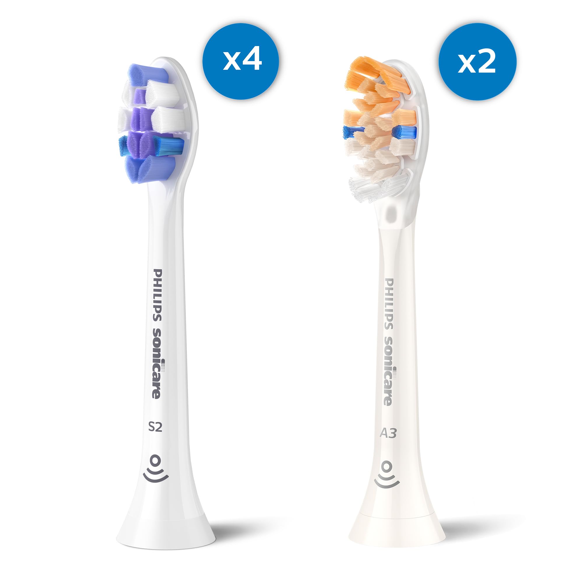 Philips Sonicare Paquete mixto con Premium All-in-One (A3), paquete de 2 + Sensitive (S2), 4 unidades – Cabezales de cepillo de dientes eléctrico de repuesto, blanco, BD9005AZ