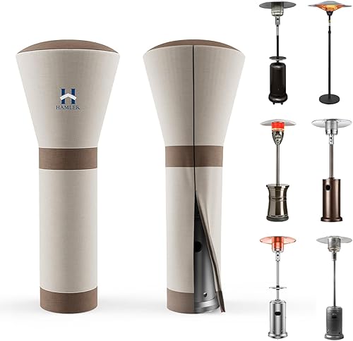 Miniatura 8 de HAMLER Fundas para calentador de patio, fundas impermeables para calentadores de exteriores, con cremallera, cubierta para calentador de patio al