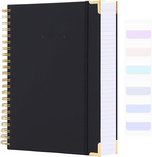 Cuaderno de espiral, cuaderno de rayas universitarias, 7 x 10 pulgadas, 300 páginas de cuero para mujeres y hombres, cuaderno de tapa dura B5 para