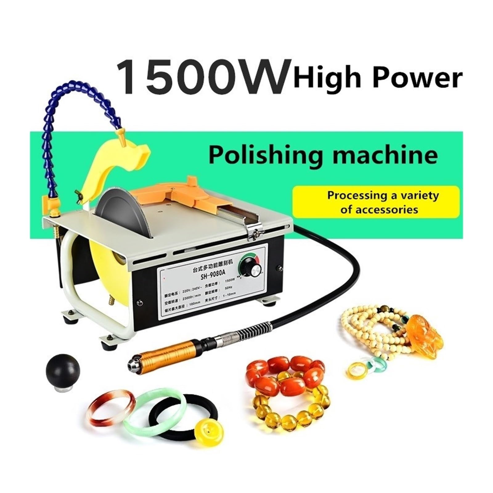 Szlifierko-polerka, Szlifierka 1500 W, mała maszyna do cięcia jadeitu, szlifierka i polerowanie, rzeźbienia o dużej mocy do biżuterii, metalu, drewna(1500w Standard)