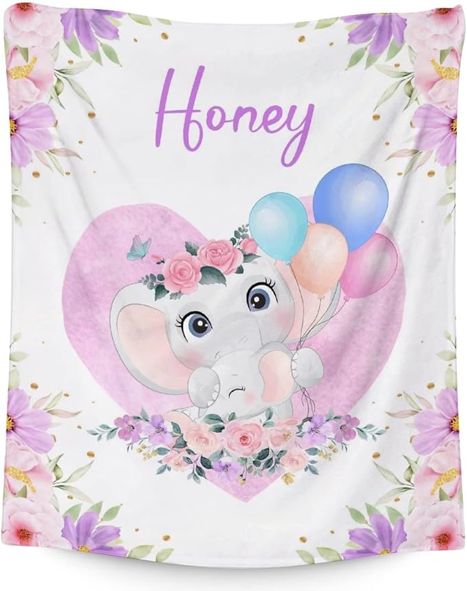 Elephant Blanket Gifts - 40"x50" Cute Throw for Women Girls - Purple Soft Fuzzy Blankets for Bed, Couch & Living Room