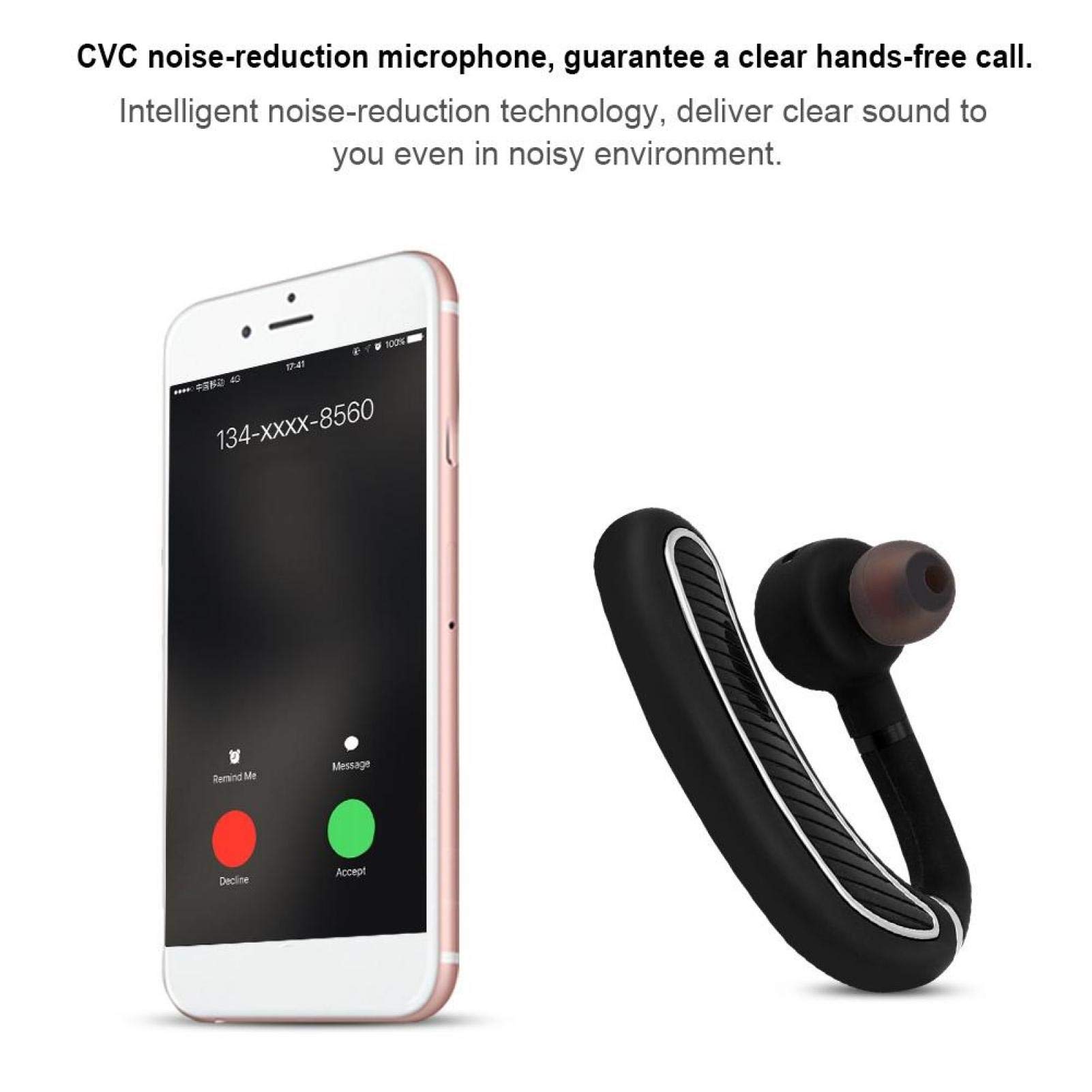 Sutinna Auriculares Bluetooth, 70 Días en Espera, Comerciales Inalámbricos Manos Libres HD Estéreo Sonido Envolvente Con Reducción de Ruido y Micrófono HD