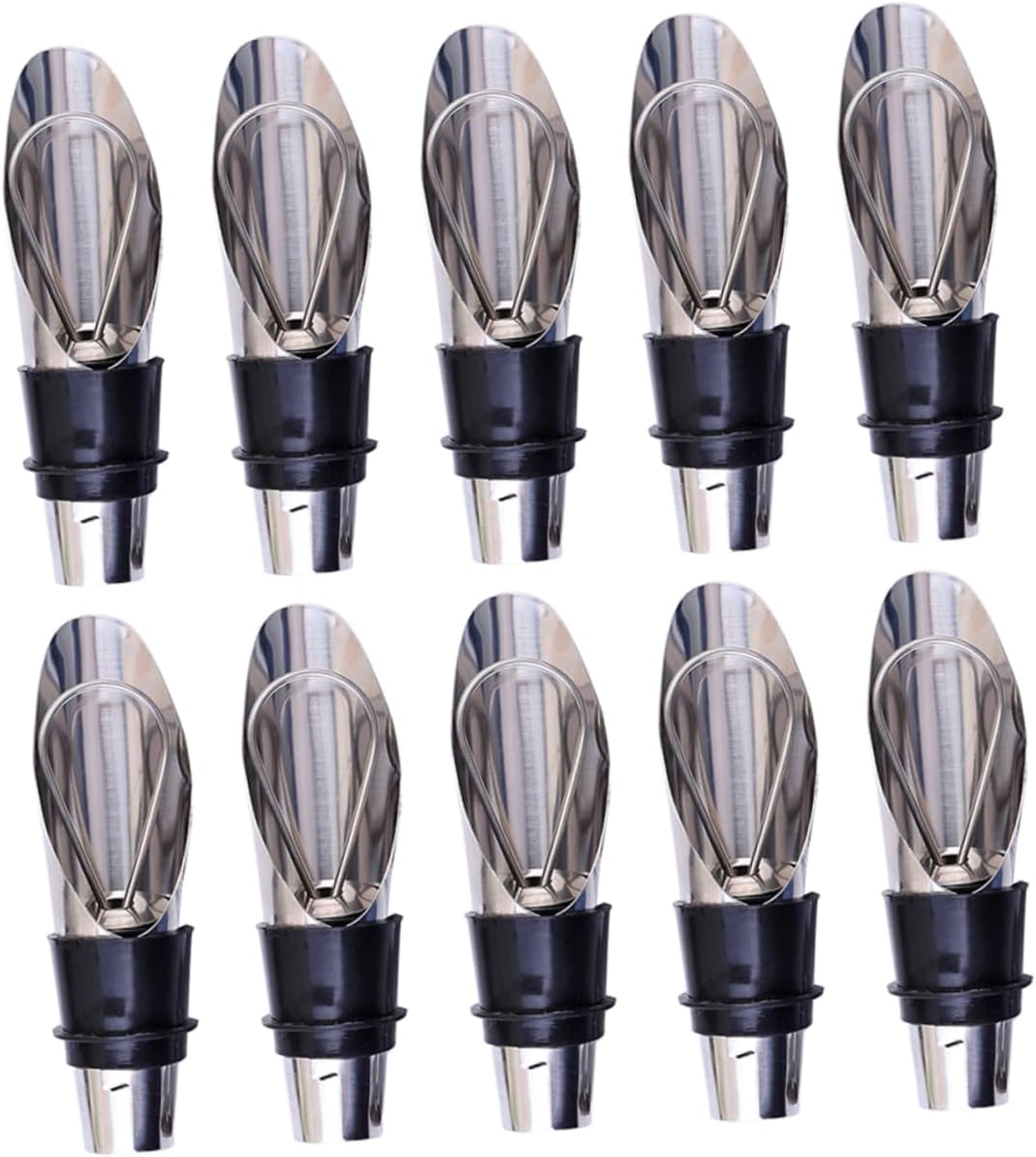 10-Piece Stainless Steel Wine Pourer and Stopper Set Creative Wine Aerator Bottle Spout for Home Restaurant and Banquet Use