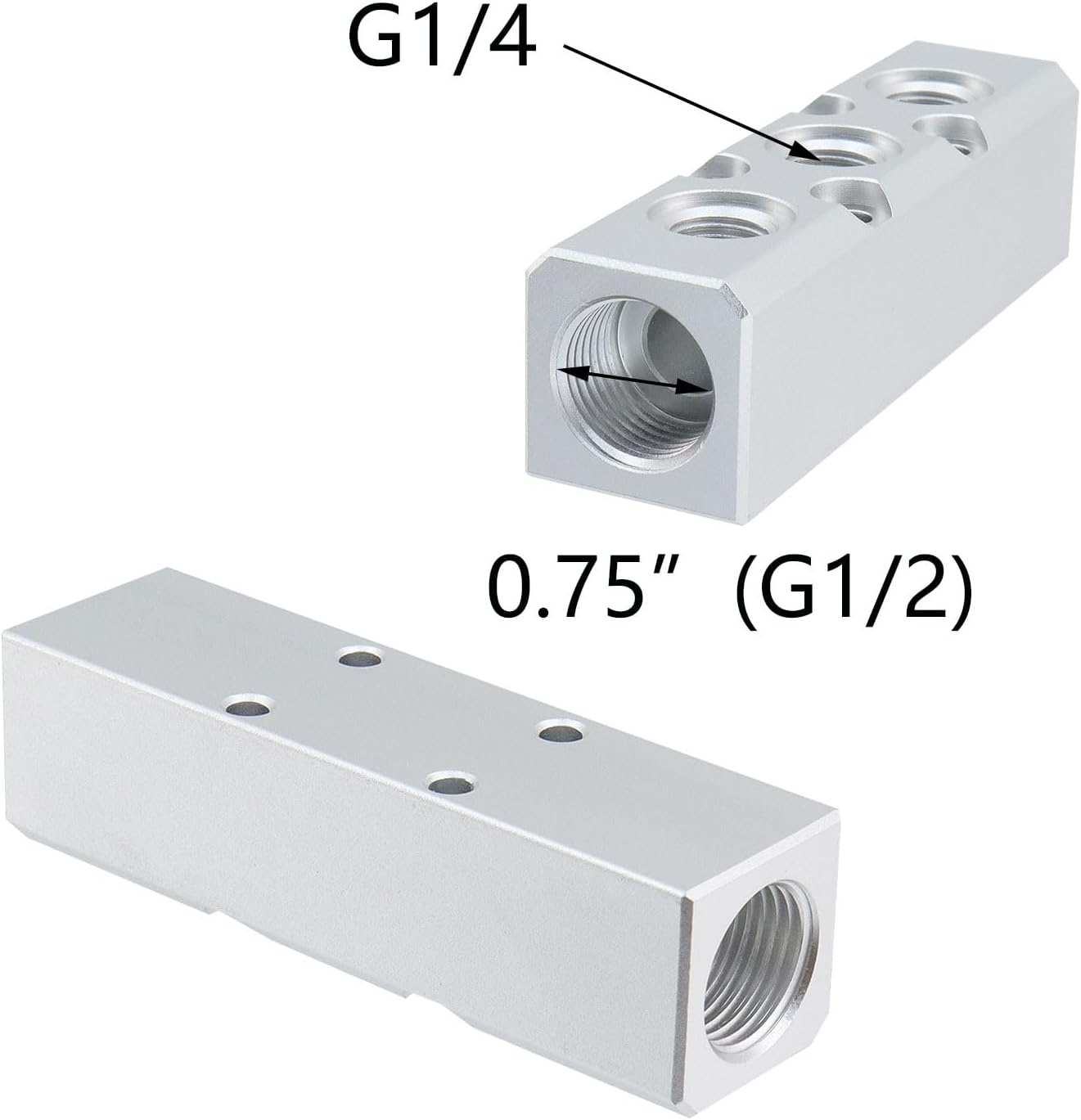 T Tulead 2PCS Air Mainfold Pneumatic Compressor Mainfold Aluminum Air Distribution Block 3 Way 5 Port