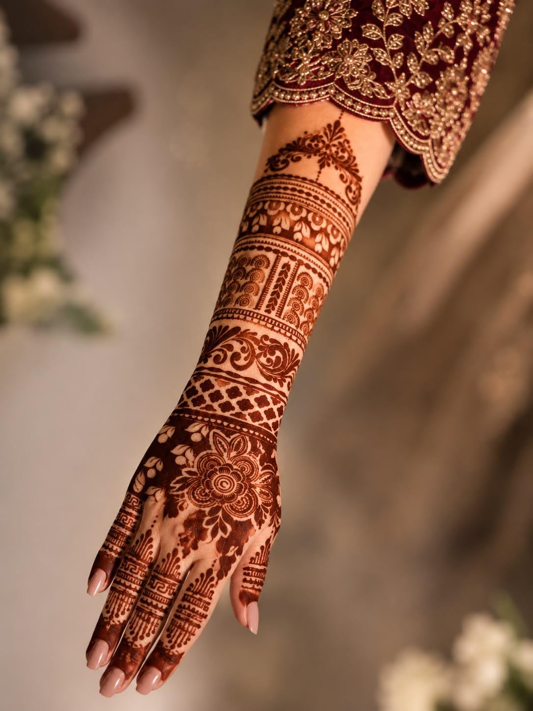 Bridal Henna Stencil Temporary Tattoo Full Hand for Women Kids-image-44