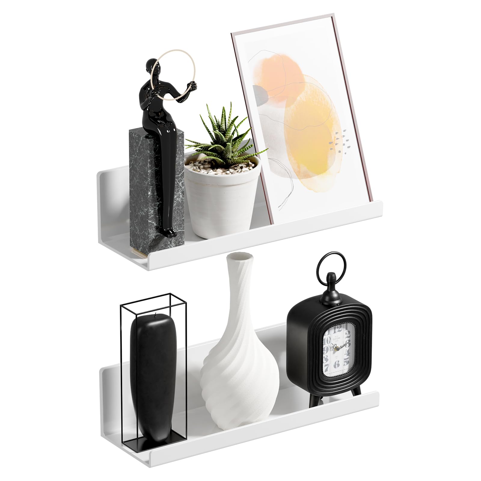 PAVSTINE Estante de Pared sin Taladro, Estante de Baño Pared, Estante Flotante Blanco, Estante Adhesivo 2 Piezas para Dormitorio, Baño, Cocina, Oficina