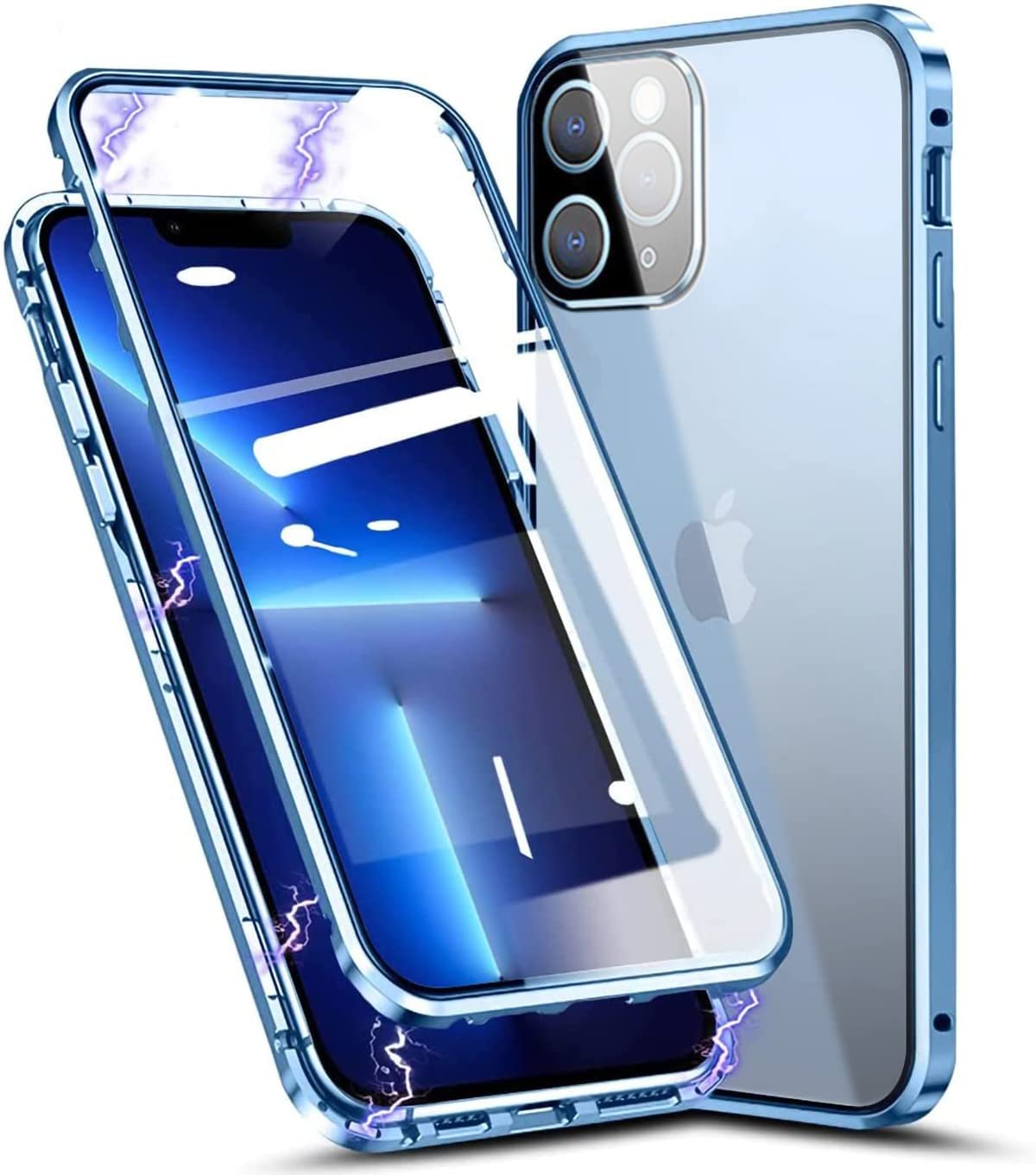 Custodia Magnetica In Metallo E Vetro Temperato Per IPhone 13 Pro – Protezione 360° Con Copriobiettivo, Ricarica Wireless