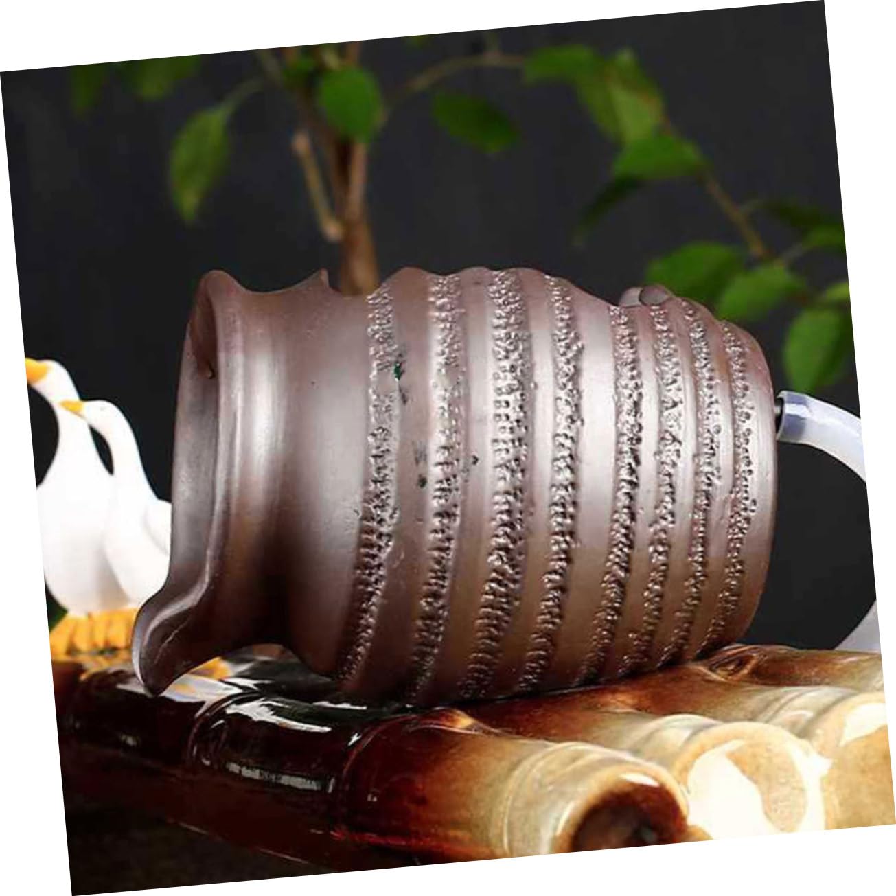 Sosoport Outdoor Garden Decor Water Fountain for Indoor Ceramic Jar Water Fountain Flowing Water Clay Pot