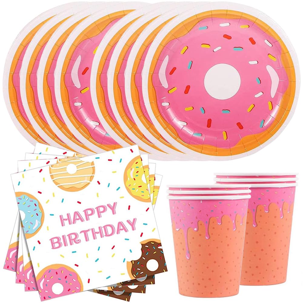 YGCHEN Partygeschirr Donut Mädchen Geburtstag Deko Krapfen P