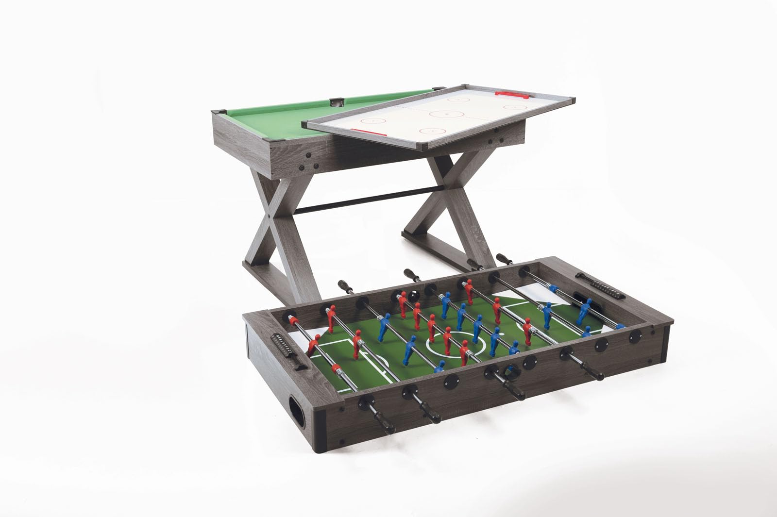 Tavolo Multigioco 9 in uno - versione calciobalilla aste rientranti. Calciobalilla, biliardo, ping pong, speedhockey, bowling, shuffleboard, backgammon, scacchi e dama