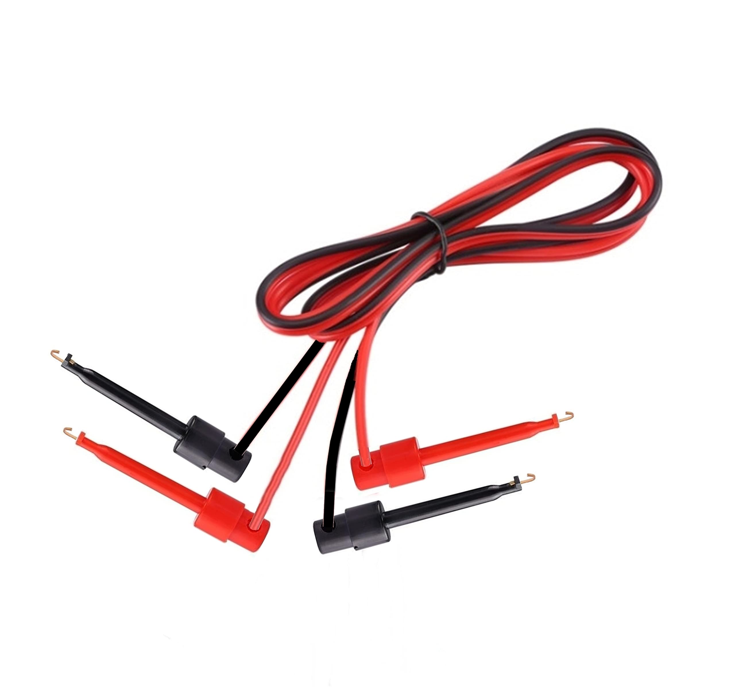 e4u Quality 57mm Test Hook Clip To Test Hook Clip Red Black Test Probes Pair – 2 MTR