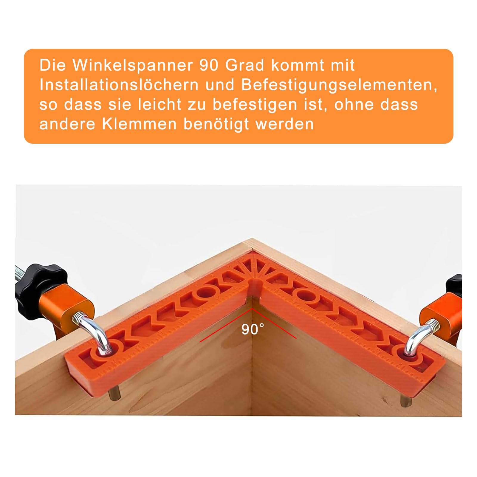 2 Stück 90 Grad Positionierwinkel, 4 Zoll Positionierwinkel, Winkelklemmen für Holzarbeiten, mit 4 Stück Einstellbare Befestigung, für Installationshilfe und Positionierung von Holz, Stein