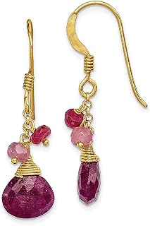 Brincos de prata esterlina 925 tom de ouro vermeil vermelho rubi gota pendente lustre brincos pérola concha de pedra natural joias finas para mulheres presentes para ela, Prata esterlina, Rubi