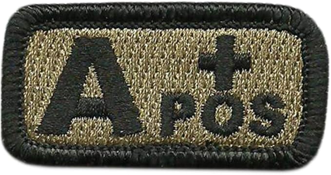 Gadsden and Culpeper Tactical Blood Type Patches - Type A Positive - 2"x1" (Coyote Tan)