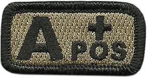 Gadsden and Culpeper Tactical Blood Type Patches - Type A Positive - 2"x1" (Coyote Tan)