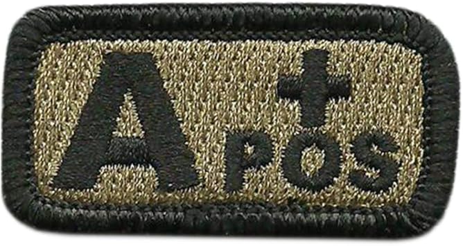Gadsden and Culpeper Tactical Blood Type Patches - Type A Positive - 2"x1" (Coyote Tan)