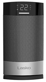 Lasko Ellipse Ceramic Tabletop Heater for Home with Tip-Over Switch, Child Lock, Digital Display, Thermostat, AutoECO Mode, Wide Oscillation, Remote, For Bedroom, Office, Den, 1500W, Black, CD12950C