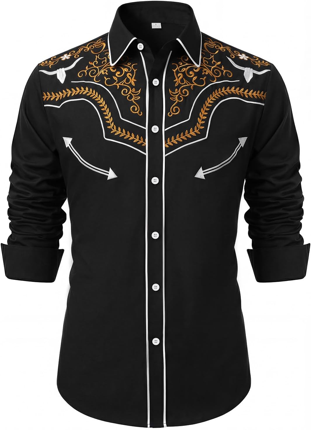 BELTROAD Western Cowboy Shirts for Men Long Sleeve Embroidered Country Button Down Casual Shirt Western Cowboy Shirt Gift