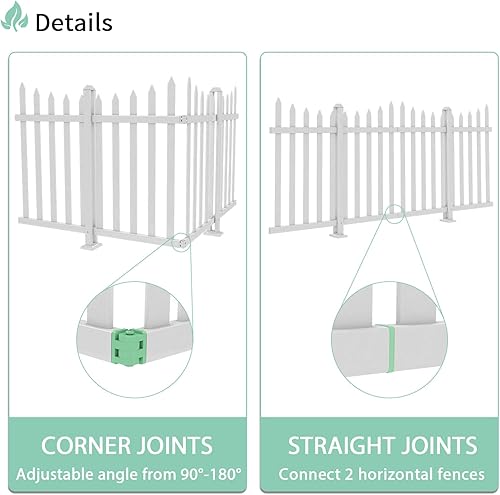Miniatura 23 de SunnyRoyal Paneles de valla de piquetes, 2 juegos de 84 pulgadas de largo x 38.6 pulgadas de alto, valla de vinilo de PVC para jardín de patio 20