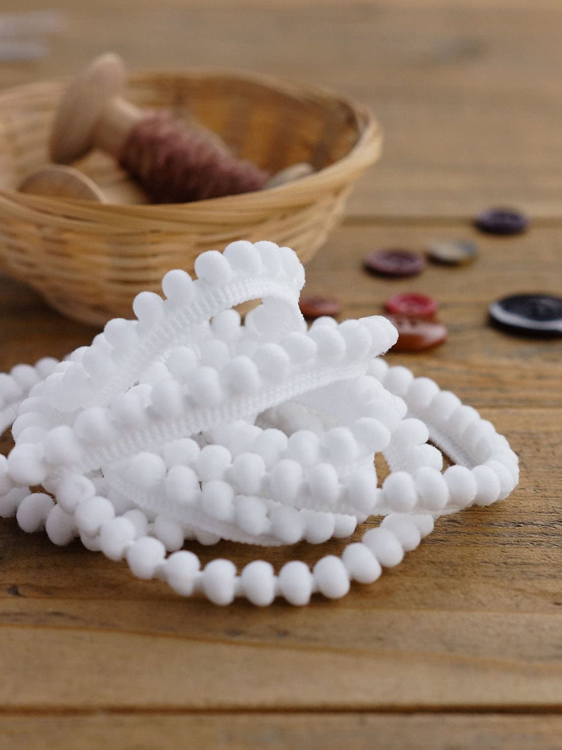 BOBBINY White Pom Pom Mini Bobble Ball Fringe Braid Lace 20 Meter Dot Shape Lace Trimming for Craft Material, Cotton Dupatta, Suits, Lehenga, Saree, Blouses 2