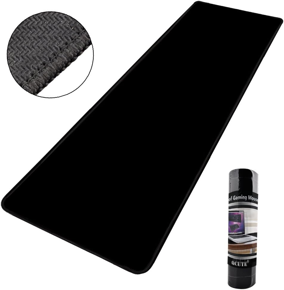 Qcute Large Mouse Pad, Extra Large Wateproof Gaming Mouse Mat,Stitched Edges Non-Slippery Rubber Base Mats with Smooth Surface and Precise Tracking,Soft and Durable (Extended XXL 30.3 X 11.8, Black)