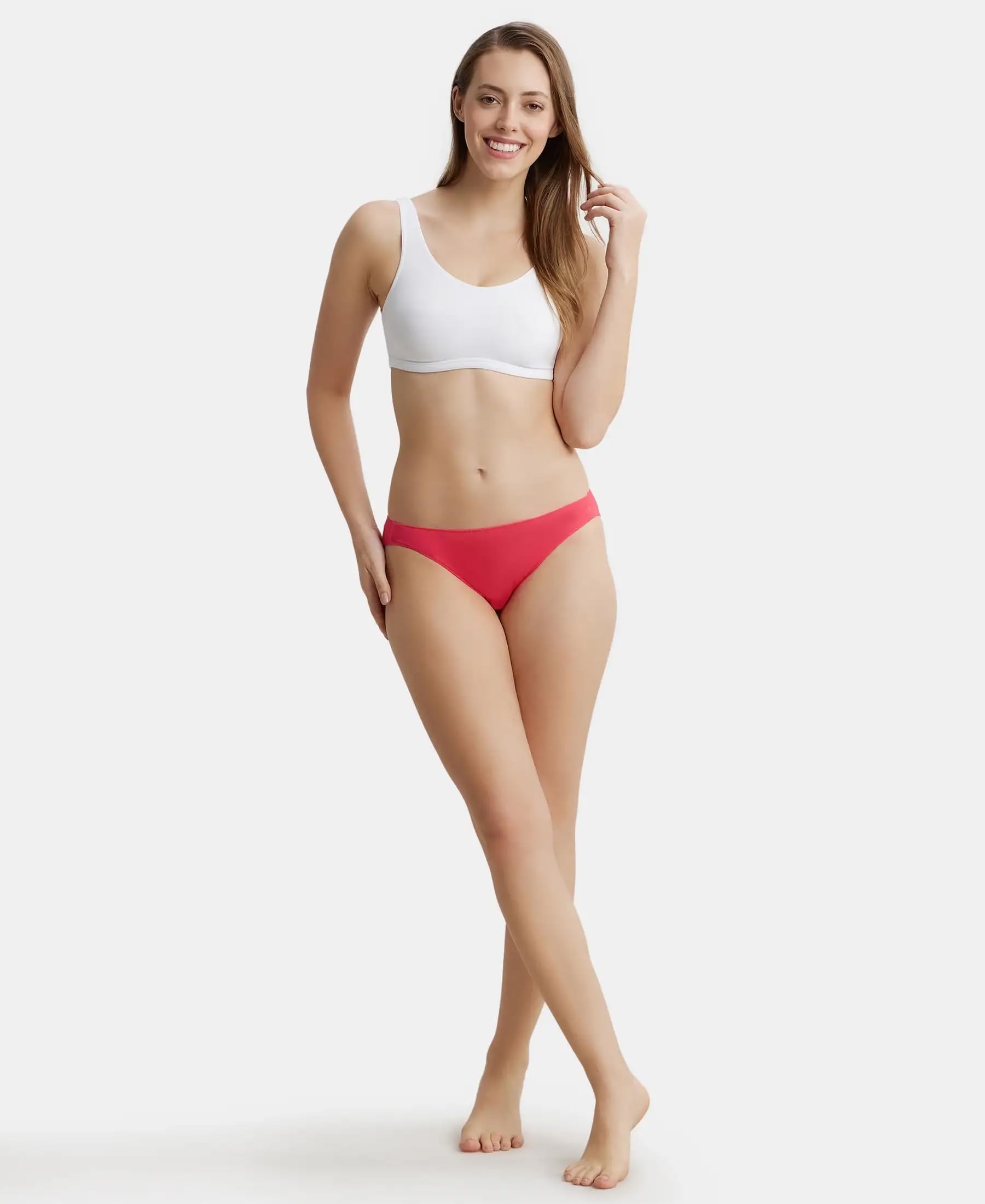 Jockey 1550 Women's Super Combed Cotton Elastane Stretch Slip On Crop Top_White_M - Image 5 thumbnail