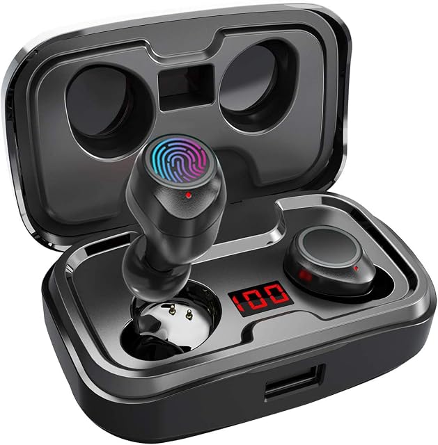 MORELOCO Wireless Earbuds, 100H Playtime Bluetooth 5.3 Touch Control IPX7 Waterproof Ture Wireless Bluetooth Earbuds with LED Digital Display Mic Earphone in-Ear for iPhone Android