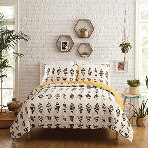 Jungalow Prosperity Quilt Set, King, White 3 Count