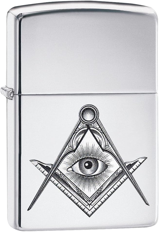 Lighter: Masonic Compass and Square - High Polish Chrome 79242