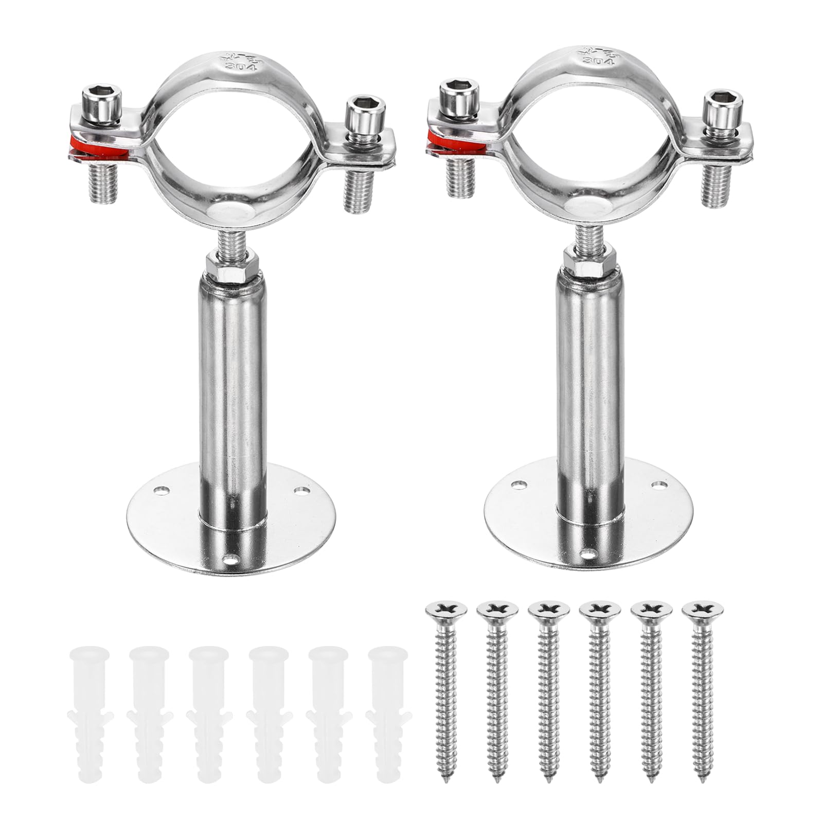QUARKZMAN 2 Juegos Soportes Para Tuberías Montaje En Pared O Techo Acero Inoxidable 304 Con Tornillos Para Tuberías Con Diámetro Exterior 1.7"-1.8" (42-45mm) Altura Ajustable 100-150mm