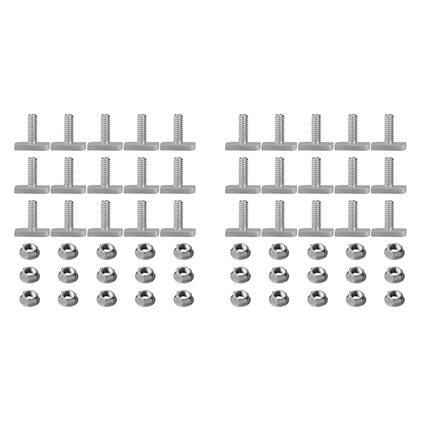 Jnchdghwa As Shown 30Pcs T Slot Bolt Replacement,M8 X 20 Screws, A2-70 Rail Track Screws Track Nuts With 15 Flange Nut