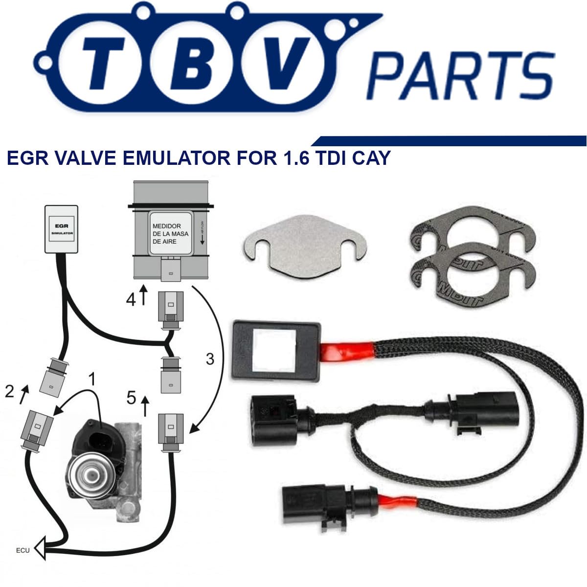 Kit ANNULLARE VALVOLA EGR 003L131512AT Compatibile per motore CAYC 1.6 TDI A3 Altea Ibiza Leon Caddy Anullare valvola Egr 03L131512AP 03L131512AT