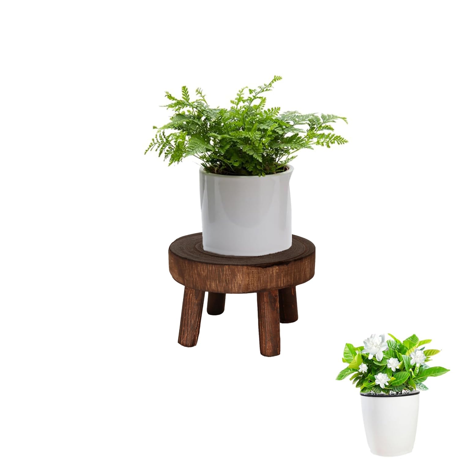 Sgabello Per Piante Da Interno, Sgabello Legno, Mini Sgabello Rotondo In Legno, Supporto Per Piante Da Interno, Rotondo, Decorativo, Adatto Per Bonsai, Vasi Da Fiori, Piante d'Appartamento