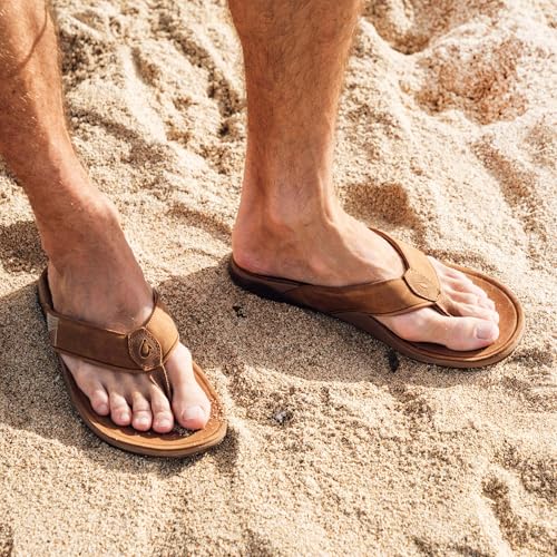 Image of OluKai Tuahine Men's Waterproof Leather Sandals, Versatile Beach Flip Flops, Arch Support & Comfort Fit, Lightweight & Durable, Enhanced Grip & Traction