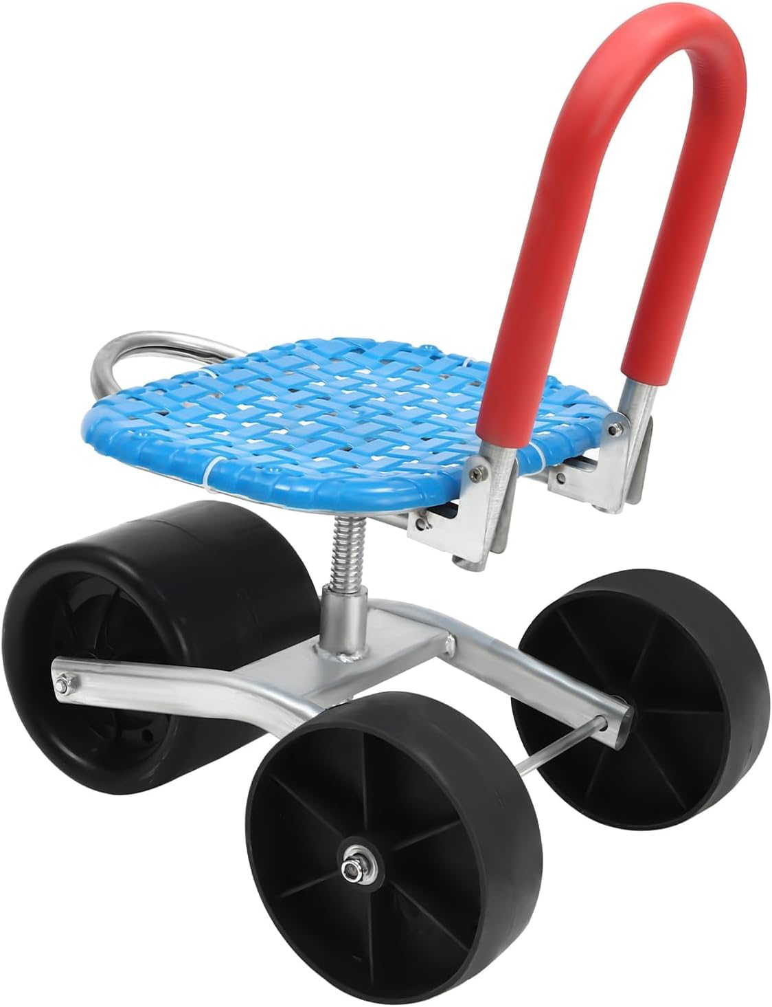 Rolling Garden Work Seat with Wheels, 360° Rotation and Adjustable Height 9.06-14.96 in Garden Stool on Wheels Heavy Duty 330 lbs Load Capacity for Patio Yard Orchard Farmland, 3 Wheels
