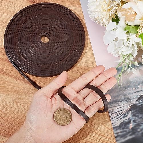GORGECRAFT 5M Genuine Leather Cord 6mm Wide Flat Cowhide Leather Cord Belt Wrap Single Sided Flat Cord Leather String Roll for Diy Crafts Jewelry Necklace Braided Bracelets - Image 3