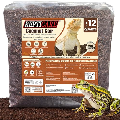 Gro-Med ReptiCare Coconut Fiber Substrate for Reptiles 12 Q, Organic Ready to Use - Odor Absorbent...
