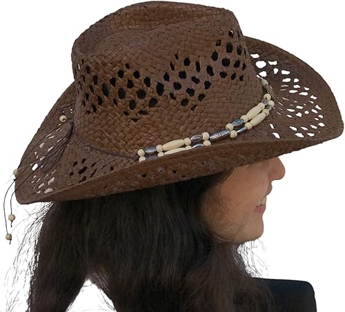 Miniatura 8 de Sombrero de vaquero de paja para hombres y mujeres, sombrero de sol Sombreros Vagueros Classic Western Accents Sombreros