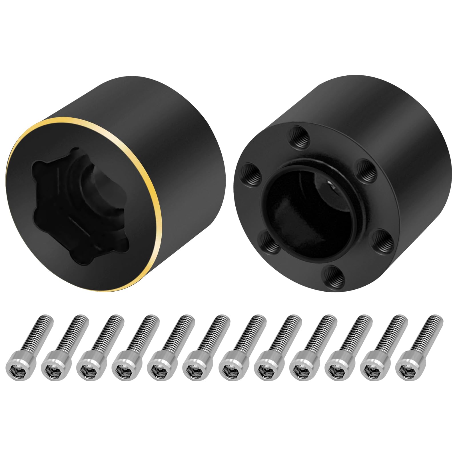 JGGZONE 4Pcs RC Brass Weights 12mm Hex Hub Extended Wheel Hub Widen Adapters for 1.9inch Beadlock Wheels Rims Widen Adapter Axial SCX10 90046 TRX4 Wraith Gen7 Gen8 D90 CC01 1/10 RC Crawler (15mm)