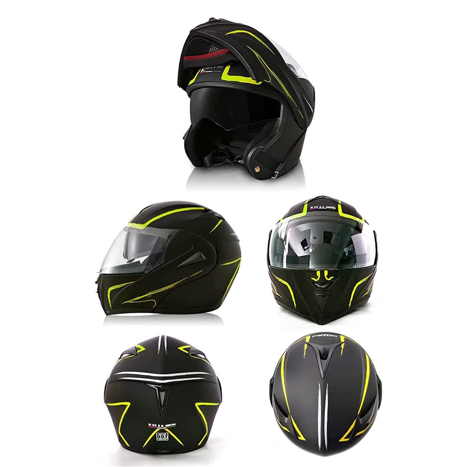 Kask motocyklowy z zestawem słuchawkowym Bluetooth, kask szczękowy, integralny kask motocyklowy z podwójnym wizjerem, certyfikat ECE, kask motocyklowy, kask na skuter, dla kobiet i mężczyzn,