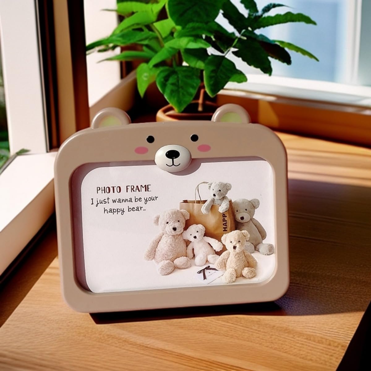 TICKMI Cute Bear Picture Frame Pen Holder Cartoon Creative Baby Kid'S Photo Frame Mom Gifts Birthday From Kids Girls Boy (2 Pack)