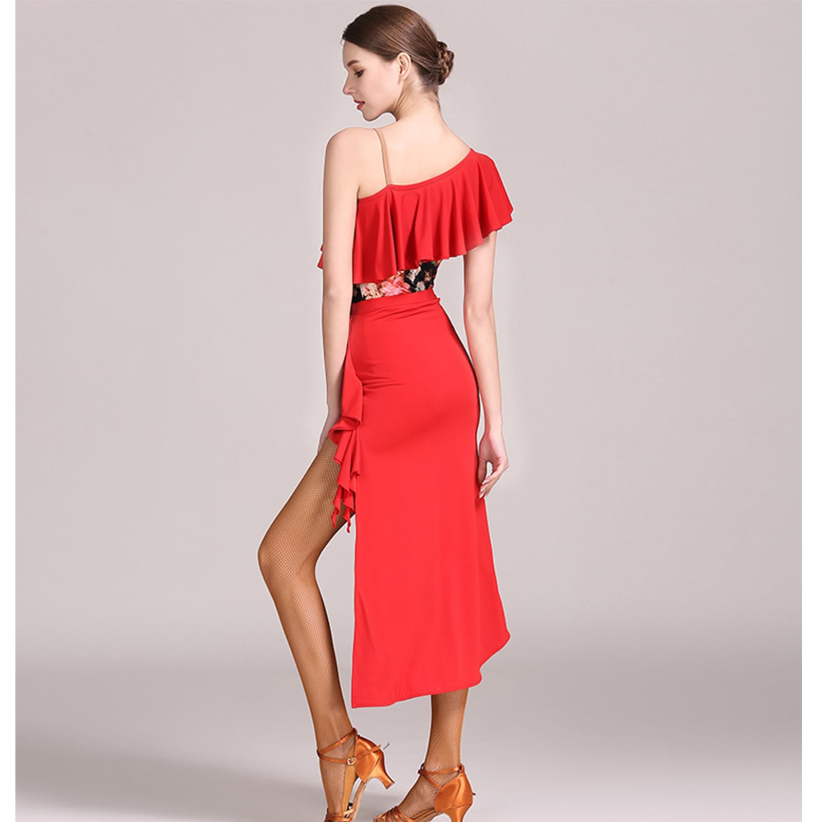 Damen Tanzkleid Lyrisch Pailletten Glitzer Ballettkleid Ärmellos Chiffon Modern Trikotkleid Latein Contemporary Bühnenanzug Kostüm