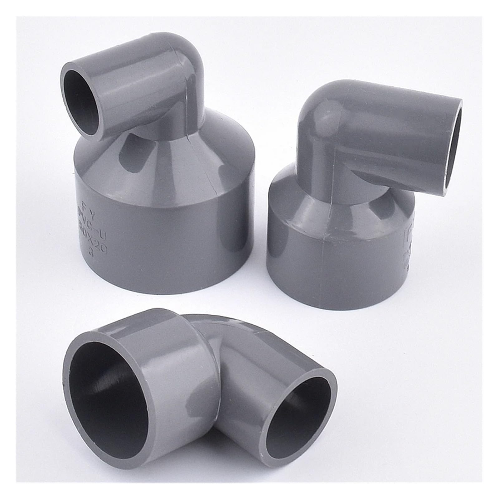Raccord coudé réducteur en PVC Gris, 25 à 63 mm, Adaptateur for Tuyau d'arrosage de Jardin, Aquarium, raccords de réduction(63x25mm)