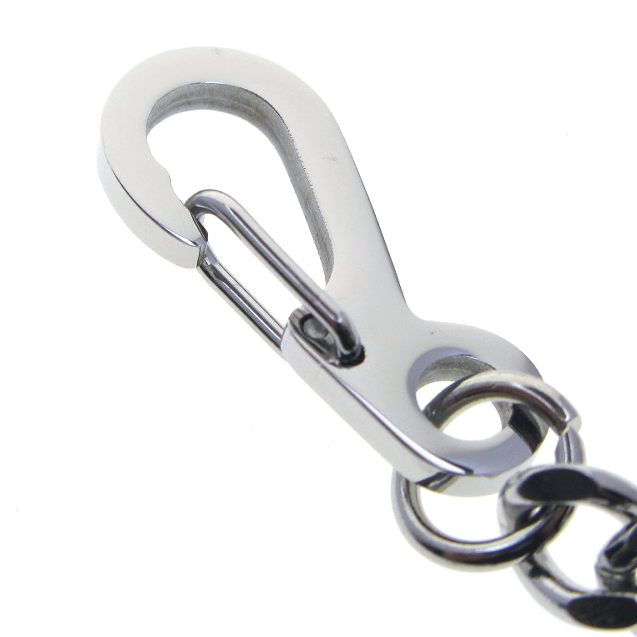 Cadena de reloj de bolsillo de acero inoxidable con cadena de eslabones de acero, clip de cinturón de acero y cierre de pulido de acero FCS90, Silver