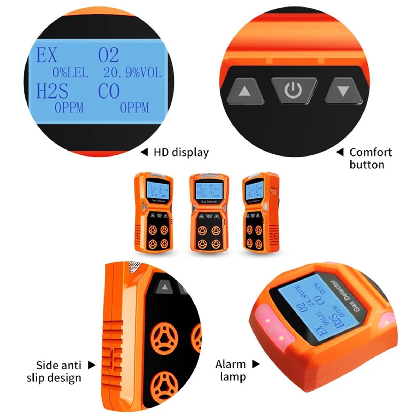 Monitor de co2, Detector de Gases múltiples, medidor Gas, O2, H2S, CO, LEL, 4 en 1, Detector Fugas Combustible, oxíno, sulfuro hidróno y monóxido Carbono para el hogar